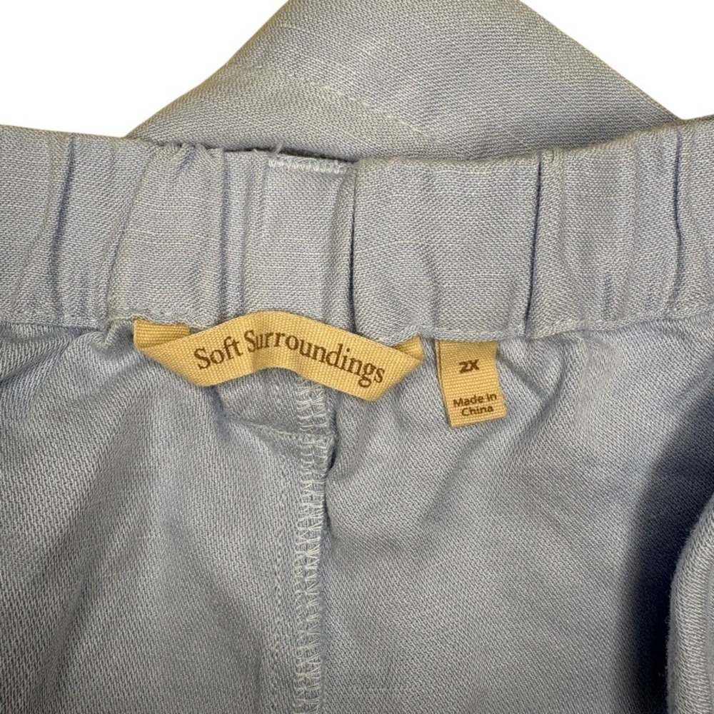 Soft Surroundings Baby Blue Linen Blend Belted Pull On Shorts Plus Sz 2X - Picture 6 of 7